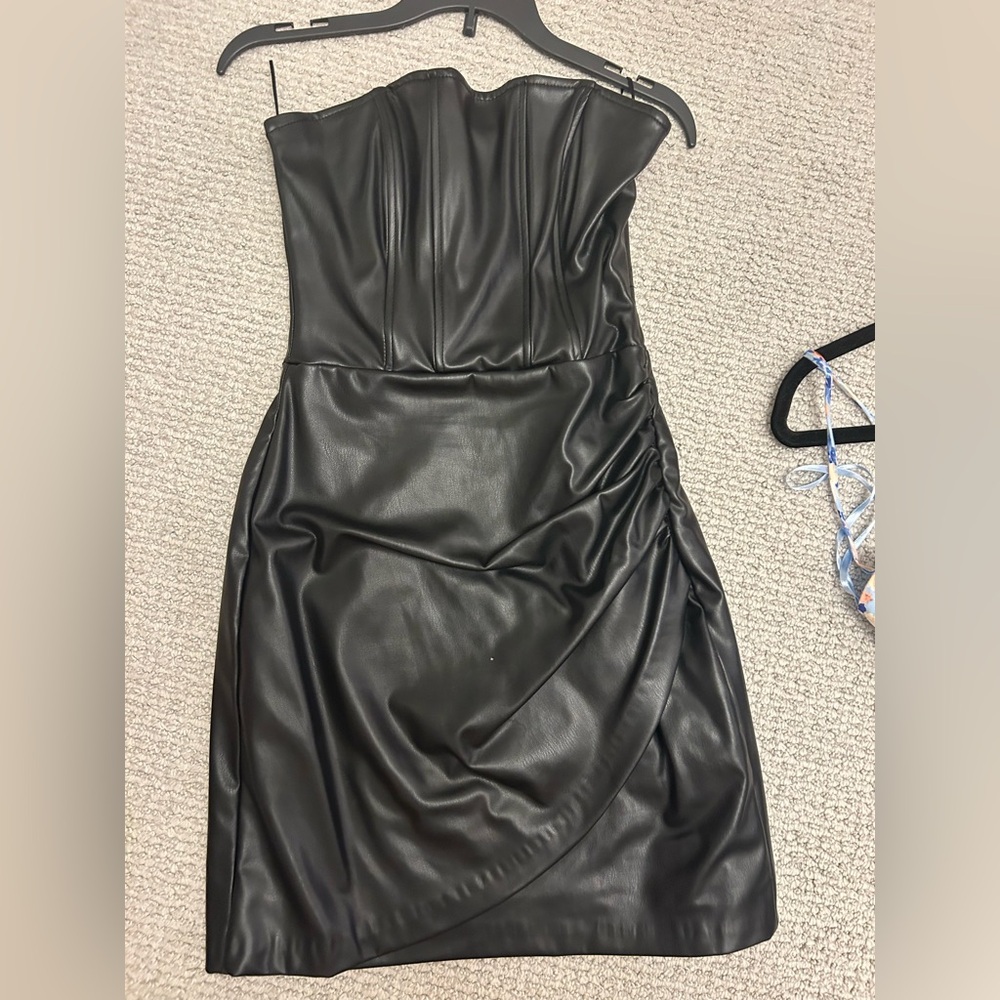 Black leather corset Zara dress
